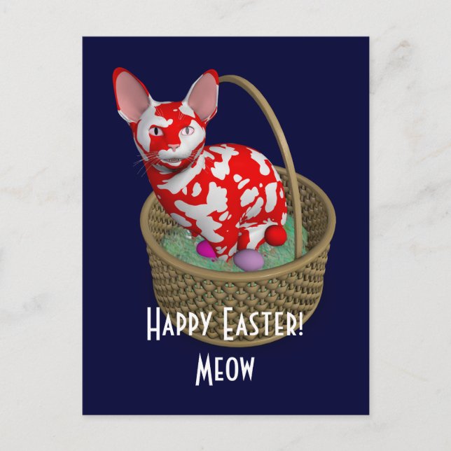 Easter Bunny Cat Holiday Postcard (Front)