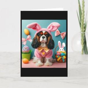 Easter Bunny Cavalier King Charles Spaniel Card