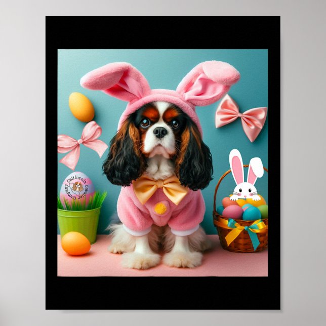 Easter Bunny Cavalier King Charles Spaniel  Poster (Front)
