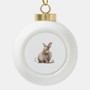 Easter Bunny Ceramic Ball Christmas Ornament