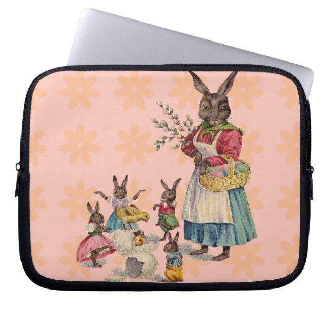 Easter Bunny Chckens Bunnies Eggs Laptop Sleeve (Front)