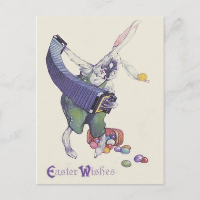 Easter Bunny Chick Basket Coloured Eggs Holiday Postcard (Front)
