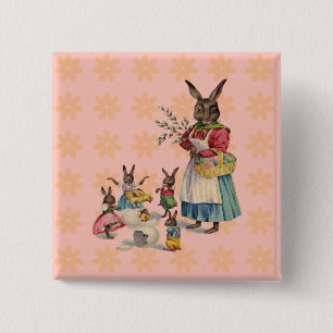 Easter Bunny Chicken Bunny Eggs 15 Cm Square Badge