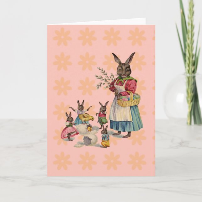 Easter Bunny Chicken Bunny Eggs Holiday Card (Front)