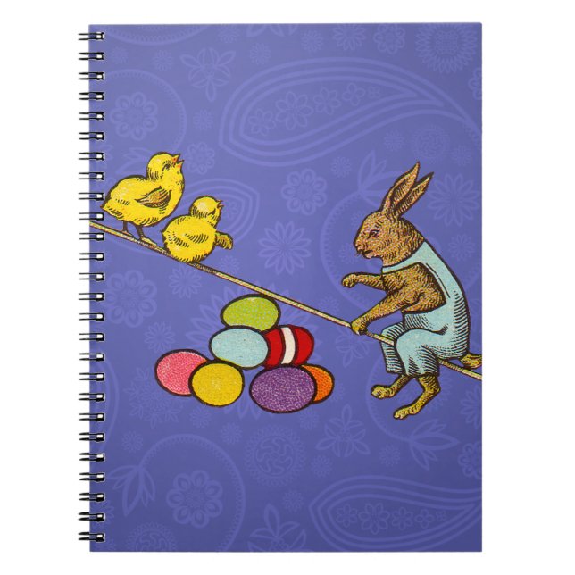 Easter Bunny chickens eggs illustration Notebook (Front)
