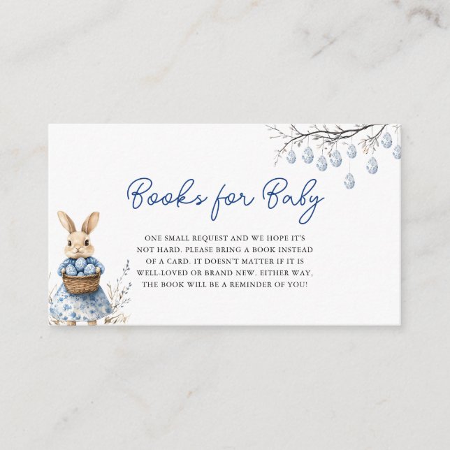 Easter Bunny Chinoiserie Baby Shower Book Request Enclosure Card (Front)