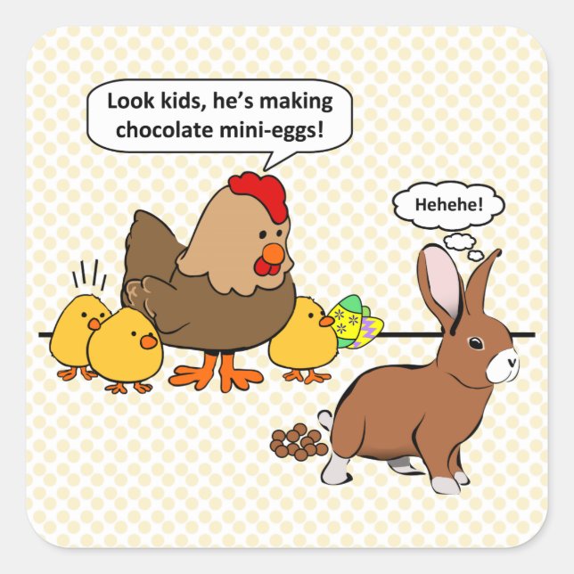 Easter Bunny Chocolate Humour Square Sticker (Front)