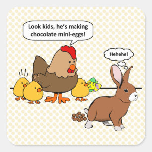 Easter Bunny Chocolate Humour Square Sticker