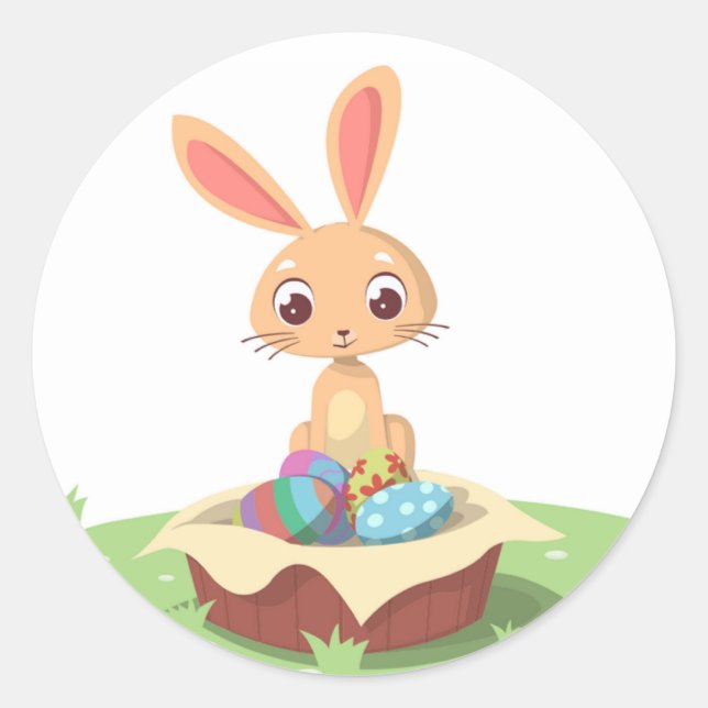 EASTER BUNNY CLASSIC ROUND STICKER (Front)