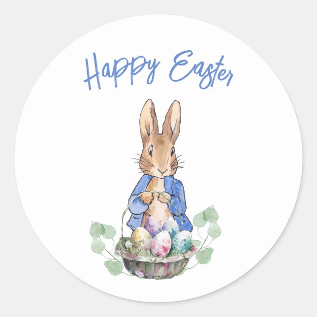 Easter Bunny Classic Round Sticker (Front)