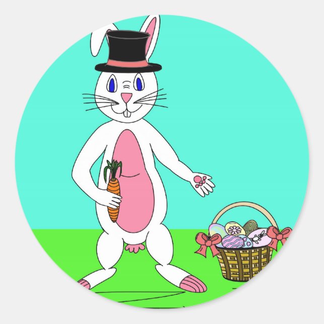 Easter Bunny Classic Round Sticker (Front)