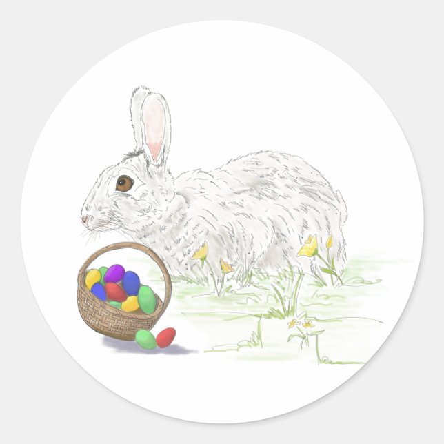 Easter Bunny classic round sticker (Front)