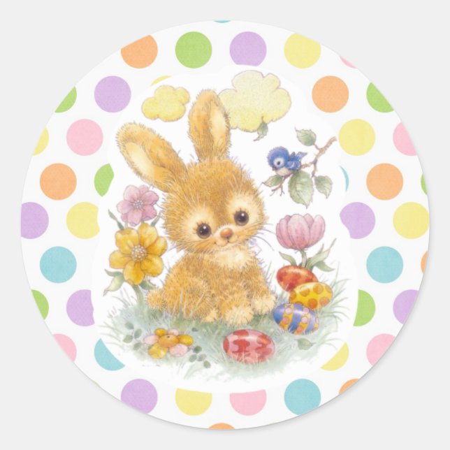 Easter Bunny Classic Round Sticker (Front)