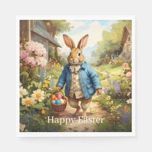 Easter Bunny Collecting Easter Eggs Napkin