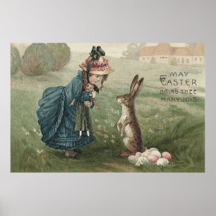 "easter bunny" "colored eggs" girl doll landsc poster
