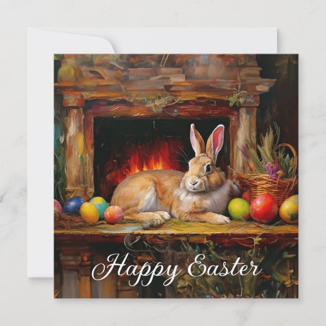 Easter Bunny Colorful Easter eggs Happy Easter Holiday Card (Front)
