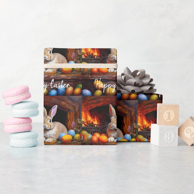 Easter Bunny Colorful Easter eggs Happy Easter Wrapping Paper (Baby Shower)