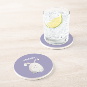 Easter Bunny Colorful Watercolor Illustration Coaster