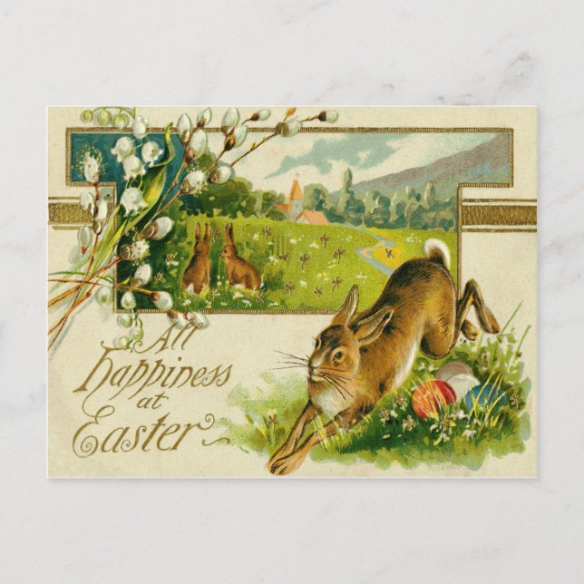 Easter Bunny Coloured Egg Church Holiday Postcard (Front)