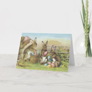 Easter Bunny Coloured Painted Egg Field Holiday Card