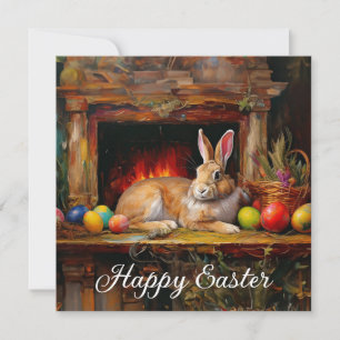 Easter Bunny Colourful Easter eggs Happy Easter Holiday Card