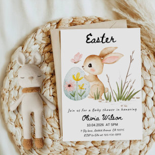 Easter Bunny & Colourful Eggs Baby Shower Party Invitation