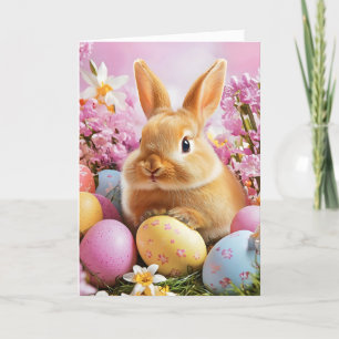 Easter Bunny Colourful Eggs Holiday Card