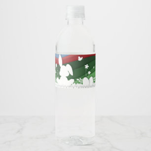 Easter bunny colourful papercut holidays design water bottle label