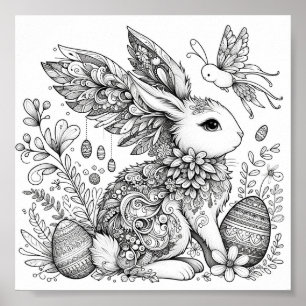 Easter Bunny Colouring Pages Printable Poster