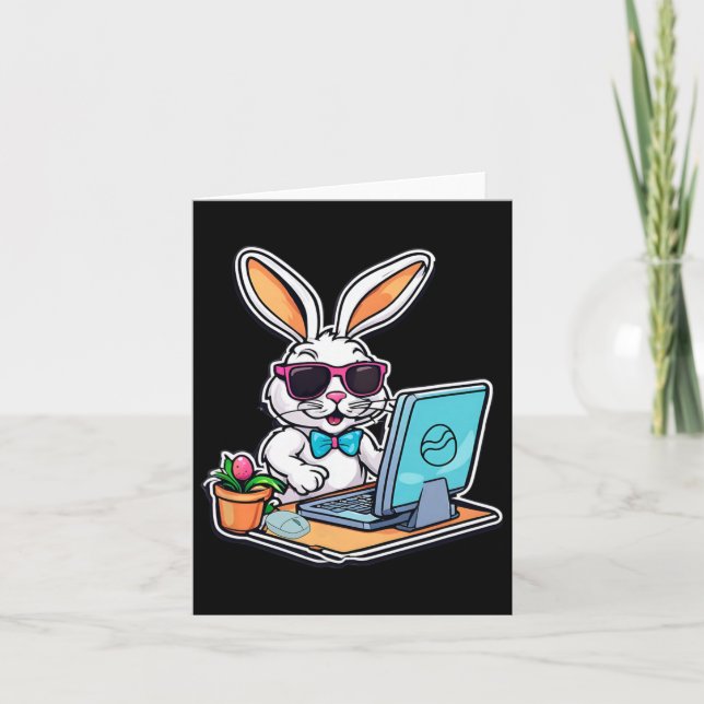 Easter Bunny Computer Video Game Lovers 1  Card (Front)