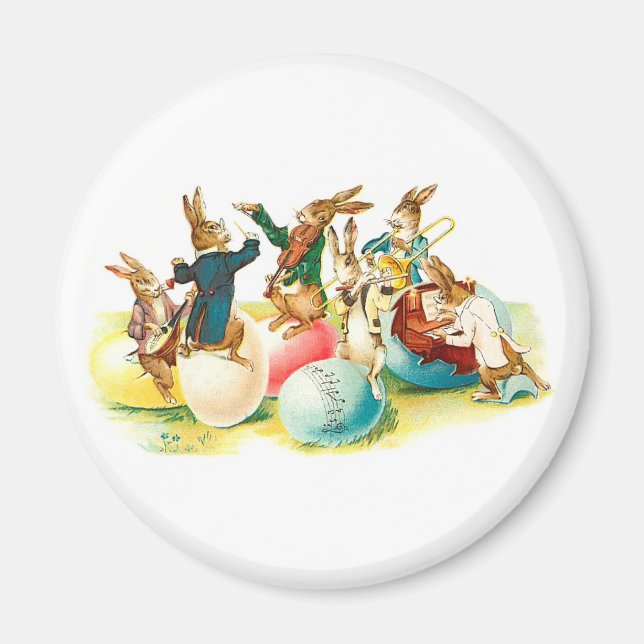 Easter Bunny Concert Vintage Magnet (Front)