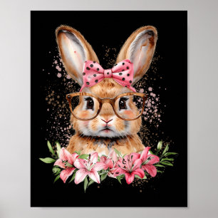 Easter Bunny Coquette Bow Flower Easter Day Bunny  Poster