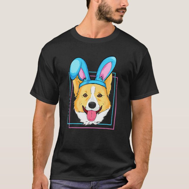 Easter Bunny Corgi Dog Easter Corgi T-Shirt (Front)