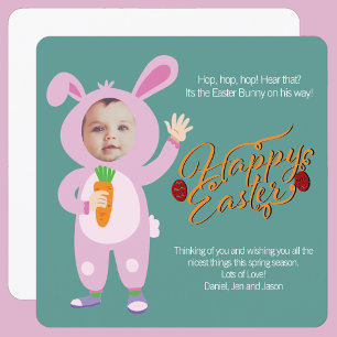 Easter Bunny Costume Trendy  Personalised Photo Card