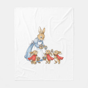 Easter Bunny Cottagecore Vintage Rabbit Women Girl Fleece Blanket