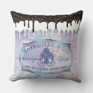 Easter Bunny Cottontail Candy Shop Sign Chocolate  Cushion