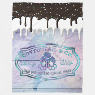Easter Bunny Cottontail Candy Shop Sign Chocolate Fleece Blanket