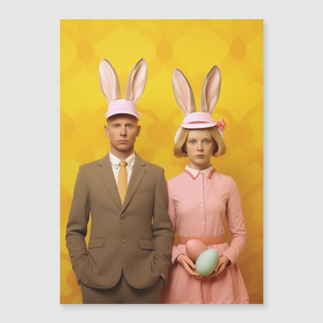 Easter Bunny Couple Magnetic Invitation (Front)