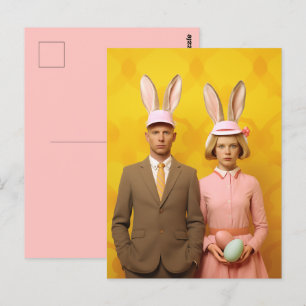 Easter Bunny Couple Postcard