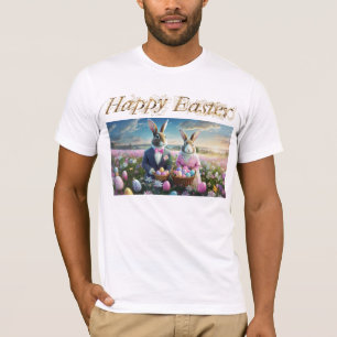 Easter Bunny Couple with Easter Eggs Happy Easter T-Shirt