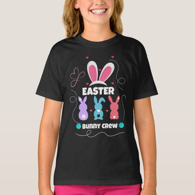 Easter Bunny Crew Girl’s T-Shirt – Cute Family Eas (Front)