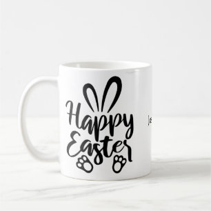 Easter Bunny Customise Photo  Black and White Mug