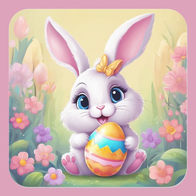 Easter Bunny Cute Floral Sticker in Spring Colours (Creator Uploaded)