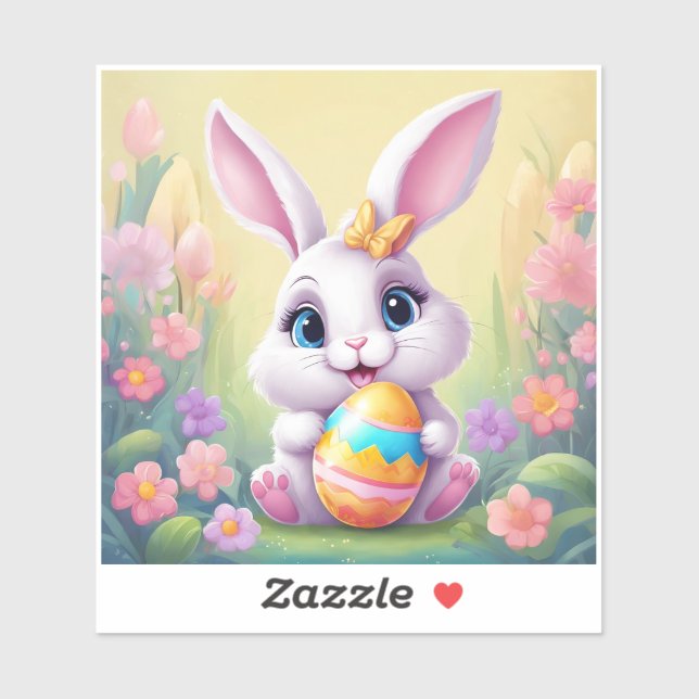 Easter Bunny Cute Floral Sticker in Spring Colours (Sheet)