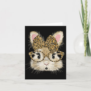 Easter bunny cute glasses leopard bunny rabbit card