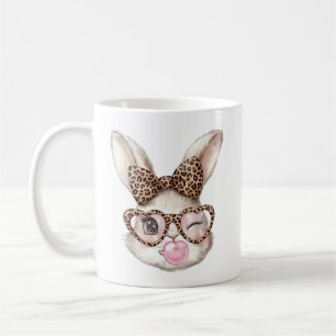 Easter Bunny Cute Glasses Leopard Bunny Rabbit Eas Coffee Mug