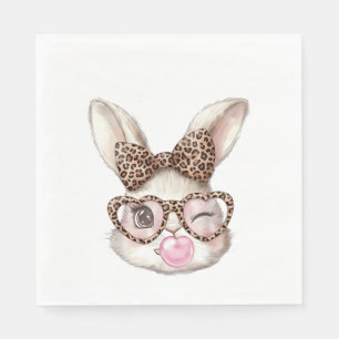 Easter Bunny Cute Glasses Leopard Bunny Rabbit Eas Napkin