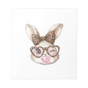 Easter Bunny Cute Glasses Leopard Bunny Rabbit Eas Notepad