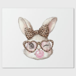 Easter Bunny Cute Glasses Leopard Bunny Rabbit Eas Wrapping Paper
