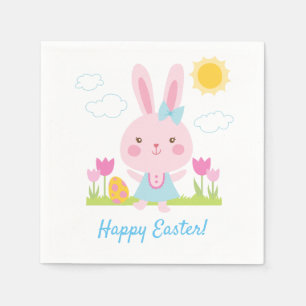 Easter Bunny Cute Pink Personalised Napkin